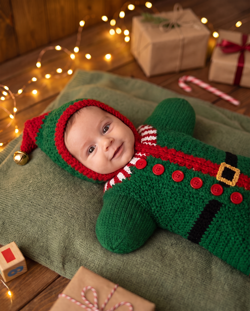 Elf design — Starlight Baby Romper — Knit Christmas Onesie