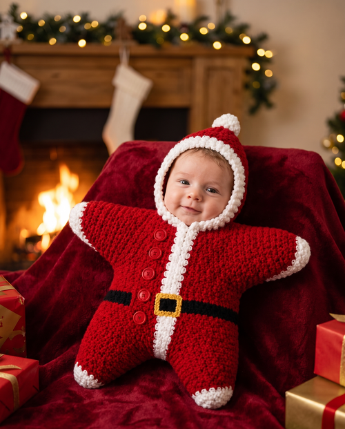 Santa design — Starlight Baby Romper — Knit Christmas Onesie
